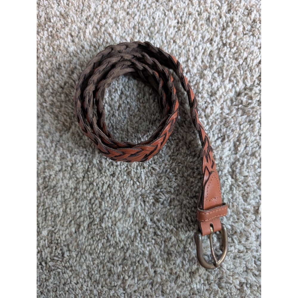 Argentina Copezio Braided Leather Belt Women S Cognac Brown Excellent Woven Boho